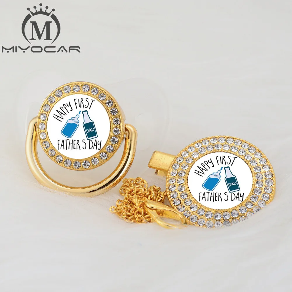 MIYOCAR на заказ любой тест День отца золото bling соска и соска клип черный BPA бесплатно пустышка bling уникальный дизайн P-FD