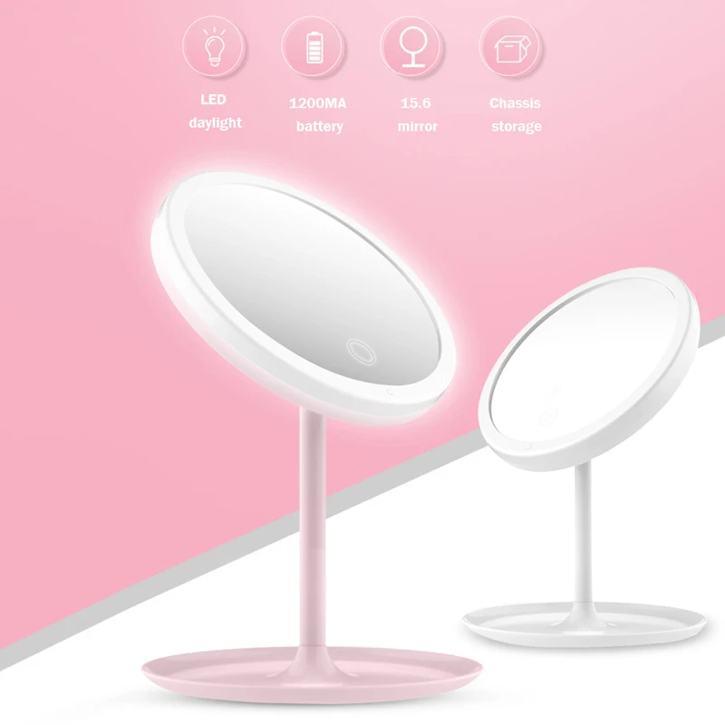 Светодиодный зеркало для макияжа с светодиодный дневной свет Регулируемая челнока косметическое зеркало складной Профессиональный Красота карманное зеркало