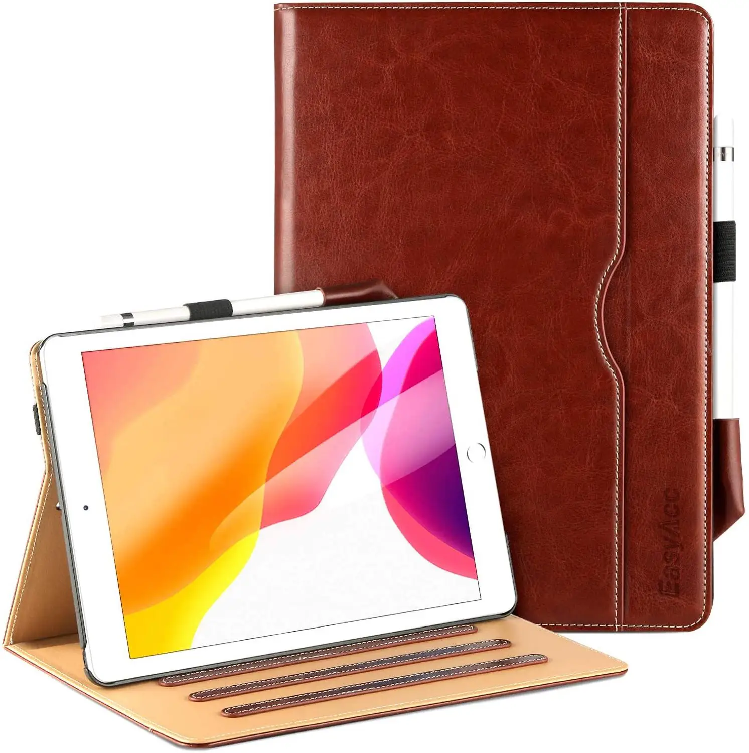 

EasyAcc Case for iPad 10.2 2019 with Pencil Holder Premium PU Leather with Multiple Viewing Angles and Document Card Slots Case
