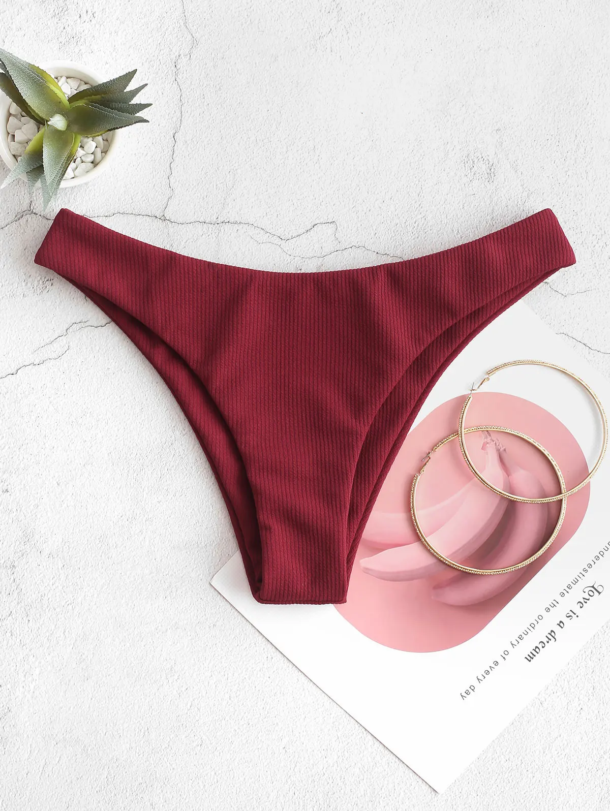 ZAFUL Плавки бикини с высокой посадкой в рубчик