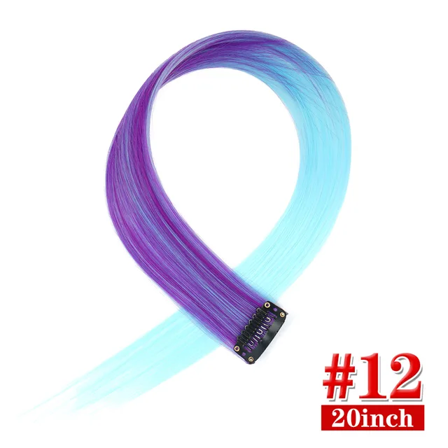 Clip in Hair Extensions Highlights Straight Long Hairpiece Hair Accessories for Girls Women Kids Doll Hair Pieces Wigs Pieces 12