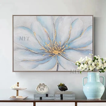 

Big Size Handmade Bule Flower Abstract Oil Painting On Canvas Handpainted Abstract Painting Home Decor Oil Painting On Canvas