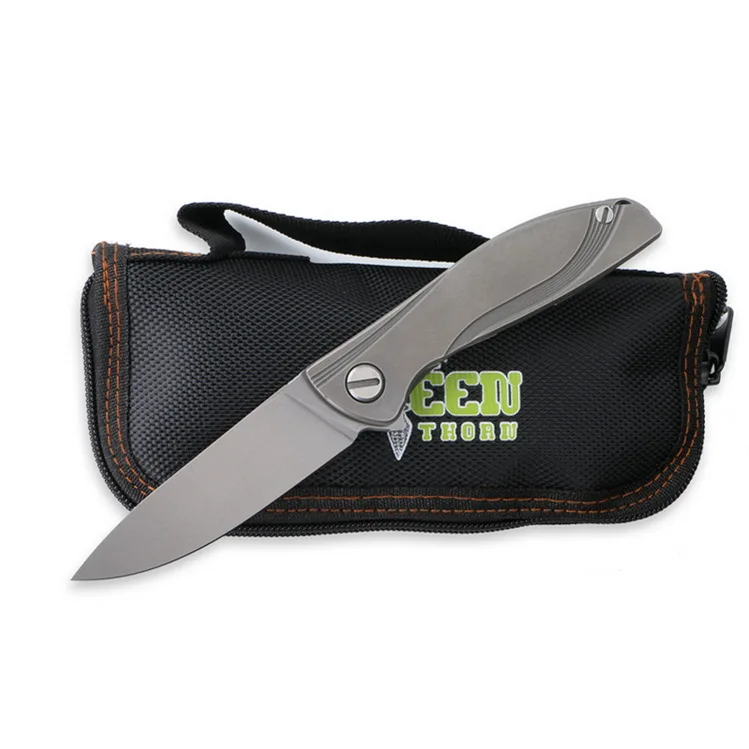 Green Thorn NeOn M390 лезвие титановая ручка Флиппер Складной нож Открытый Отдых Охота Карманный фрукты Ножи EDC инструменты выживания - Цвет: Stone wash