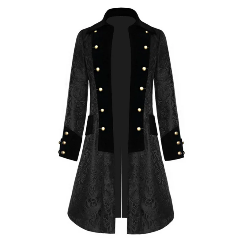 SHUJIN Men's Coat Fashion Steampunk Vintage Tailcoat Jacket Gothic Victorian Frock Coat Men's Uniform Coat Button Costume