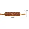 Exquisite Pattern Rolling Pin Wooden Embossing Baking Tools Reindeer Dough Engraved Square Grid Cookies Mold 6