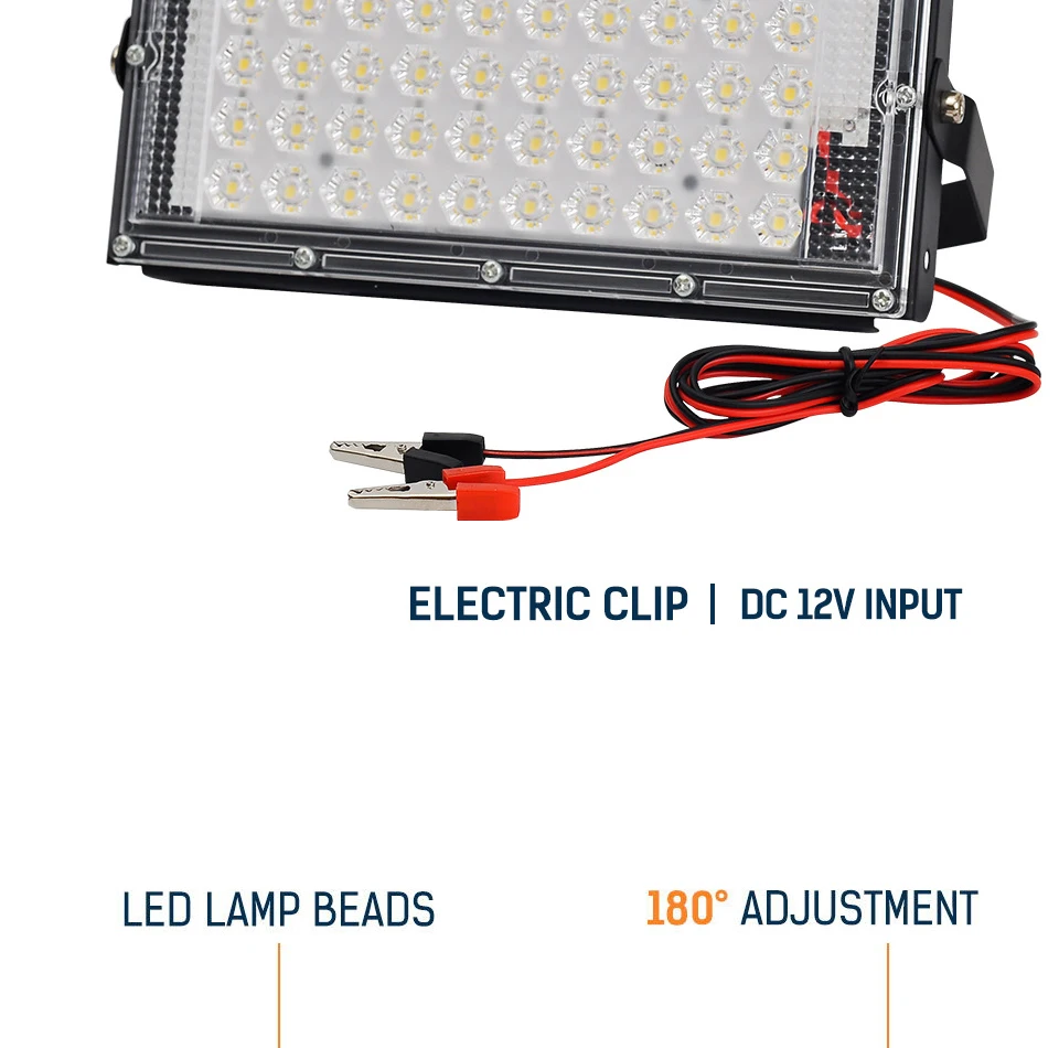 DC 12V-85V Led Flood Light 50W 100W Outdoor Waterproof Spotlights Low Pressure 12v Reflector Led Portable Security Flood Lights