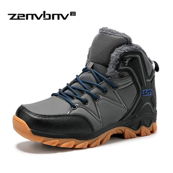 

New 2019 Men Snow Boots Waterproof Men Footwear Winter Ankle Boots Fur Keep Warm Waterproof outdoor Men Winter Work Shoes