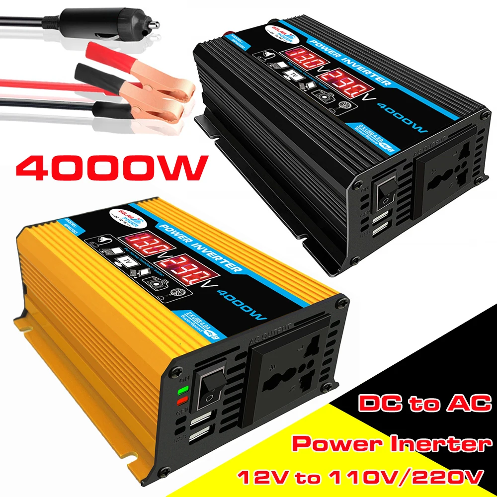 4000W Auto Solar Power Inverter DC 12 V AC ZU 220V 4 USB Schnittstellenkonverter 