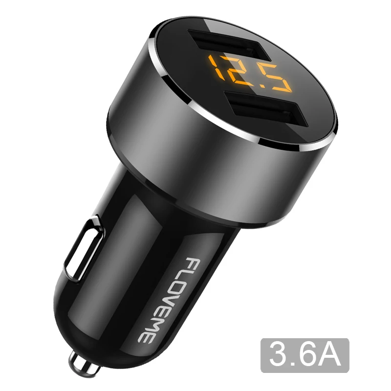 FLOVEME мини автомобильный телефон зарядное устройство двойной USB Автомобильное зарядное устройство для iPhone 7 8 Plus 3.6A 2.4A с светодиодный дисплей автомобильное USB зарядное устройство для мобильного телефона - Тип штекера: Pattern-1