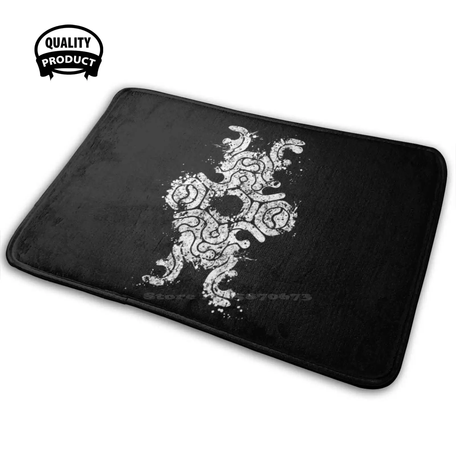 Shadow Of The Colossus 3D Morbido Tappetino Antiscivolo Tappeto Cuscino Ombra Colossus Splat Splatter Bianco Nero Simbolo Logo Grunge