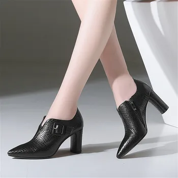 

Karinluna On Sale 2020 Pointed Toe Elegant Genuine Leather Office Ladies High Heels Skin Pumps Woman Shoes Women