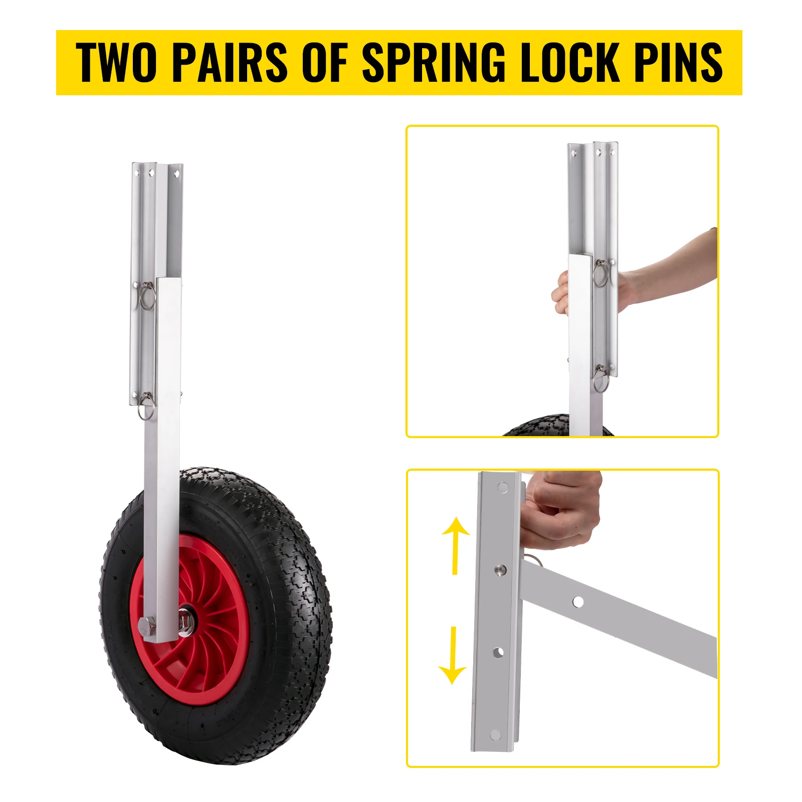 VEVOR 2PCS Inflatable Boat Launching Wheel 136 KG Weight Load Capacity Aluminum Frame 38CM Diameter Rubber Tire