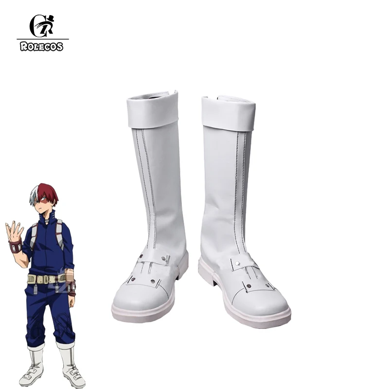 Обувь для косплея ROLECOS аниме MHA обувь Todoroki Shoto боевой костюм белые высокие ботинки