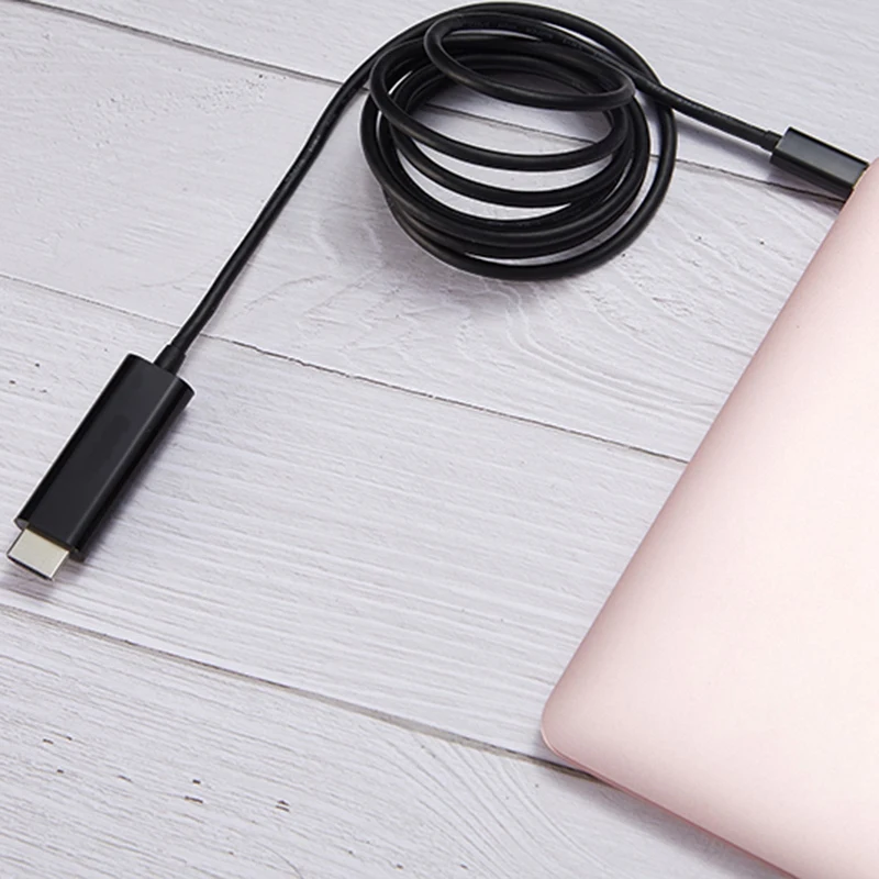 

Usb-C Type C Usb 3.1 To Hdmi 4K 2K Hdtv Cable For Mac Portable Flat Cable Cord Black