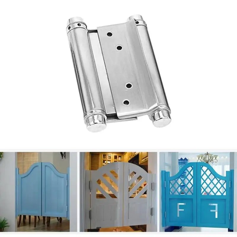 2pcs Household Double Open Spring Hinge Automatic Closure Stainless Steel Two Way Free Door Hinge Cowboy Door Fence Dedicated