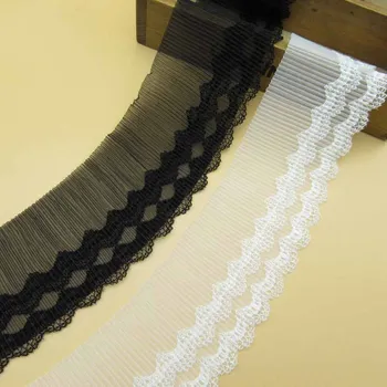 

50yards 7.5cm Wide Delicate Pleated Lace Embroidery Ribbon Ruffle Trim Curtains Dress Skirts Hem Splice Sewing Guipure Supplies