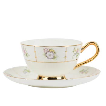 

European Tea Coffee Cup Small Ceramic Wedding Coffee Cup Vintage Fine Bone China Dinner Tazas Cafe Kitchen Bar Supplies ED50BD