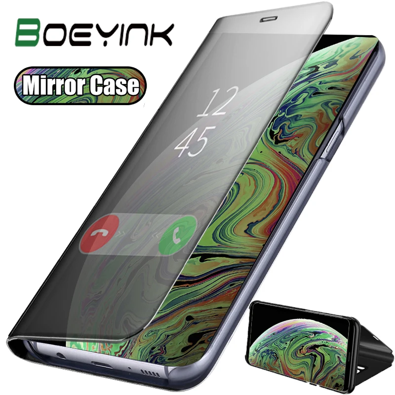 

Luxury Mirror Flip Case For iPhone 8 7 Case 6 6S Plus XR XS Max X Cover Leather Holder For iPhone iX iXR iXS MAX 7 8 Case Cover