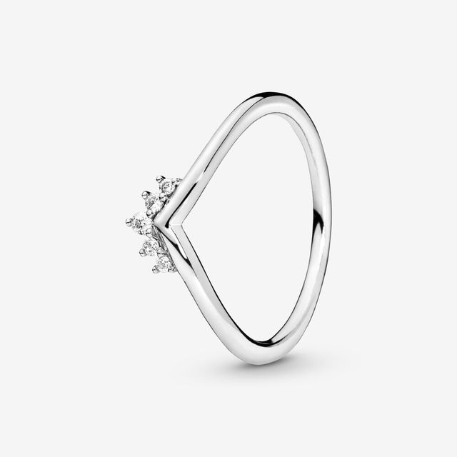 Sterling Silver Rings For Women Original Tiara Heart Wishbone Engagement Rose Gold Wedding Stacking Ring Crystals Jewelry