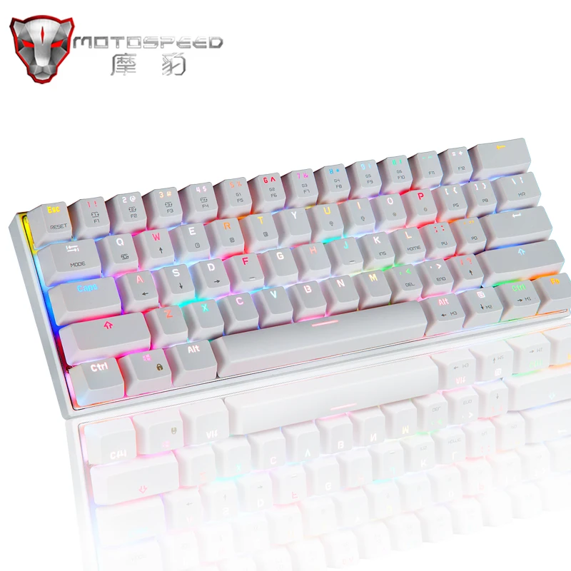 New Mini 60% Motospeed CK62 RGB Gaming Mechanical Keyboard 61 Keys USB Wired/Bluetooth Dual Mode LED Backlight For PC Computer Gamer