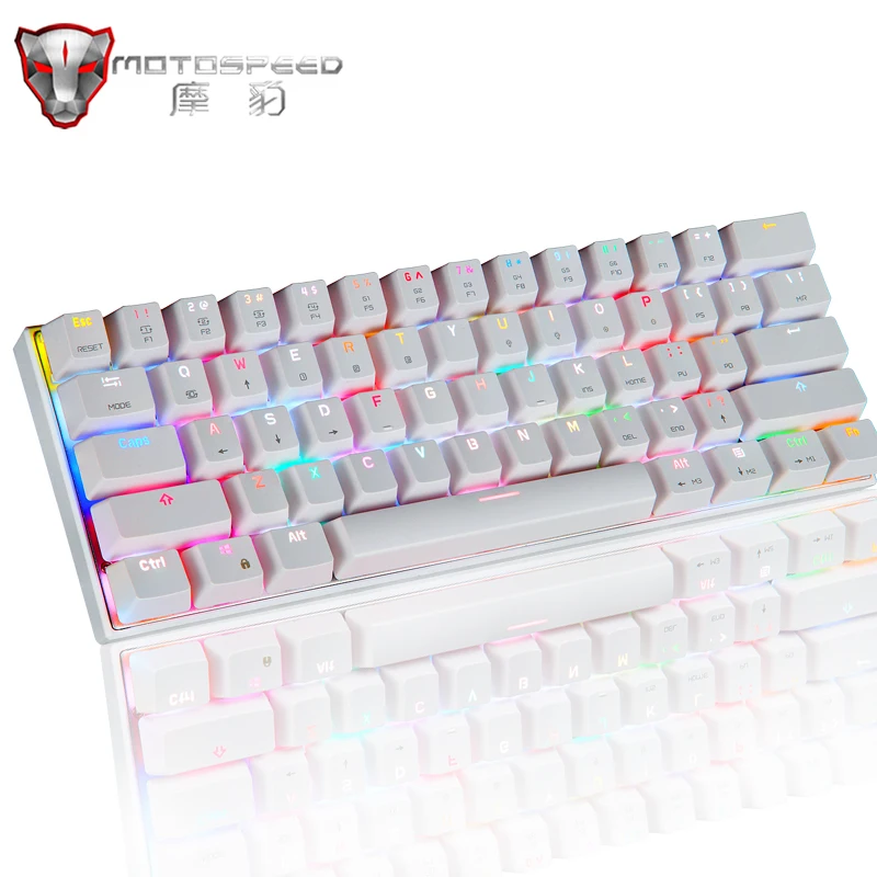 Original Motospeed CK62 USB Wired/Bluetooth Dual Mode Gaming Mechanical Keyboard 61 Keys RGB LED Backlight for PC Computer Gamer