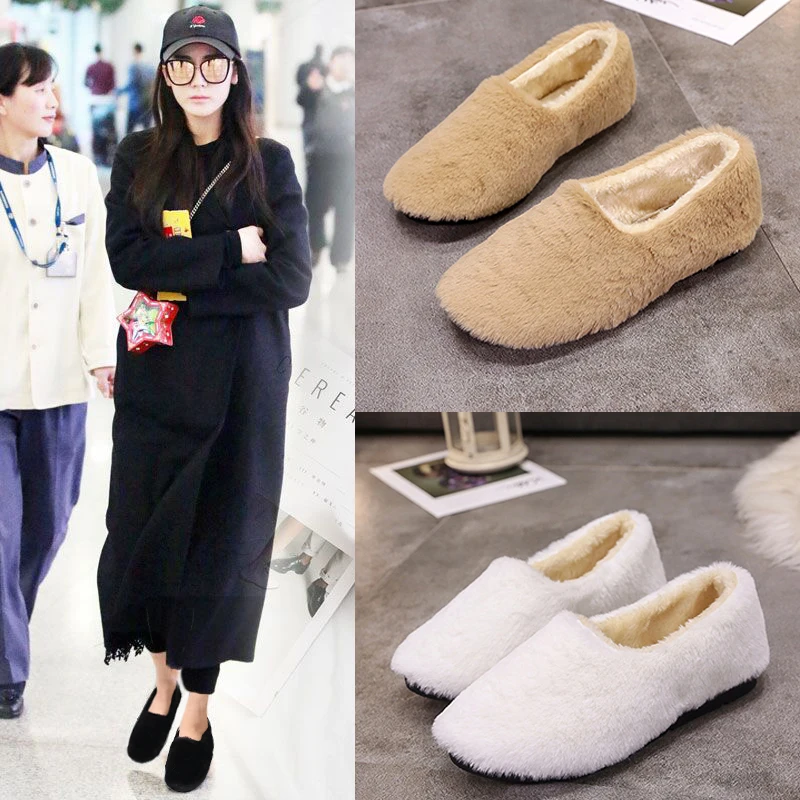 faux fur slip on loafers