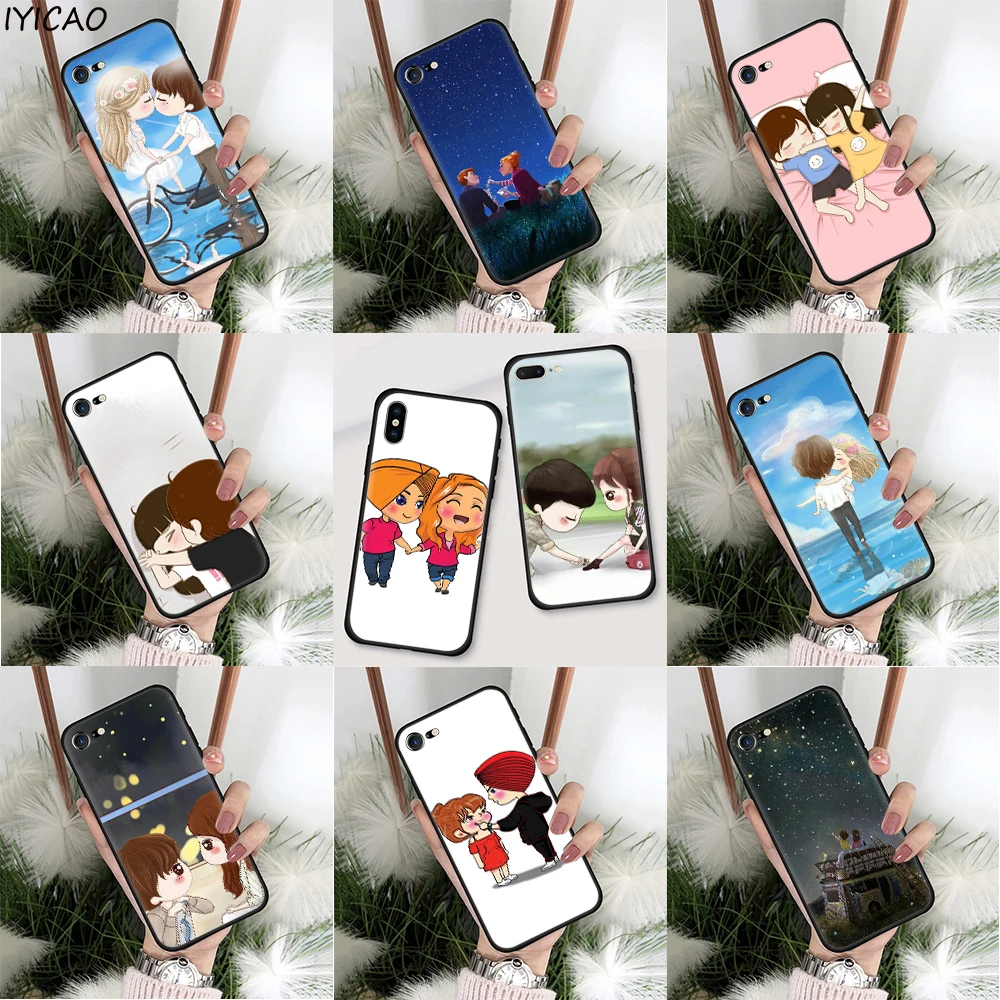 IYICAO милый мягкий чехол для влюбленных пар iphone 5 5s 6 6s 7 8 Plus X XR XS Max 11 Pro SE 2020 |