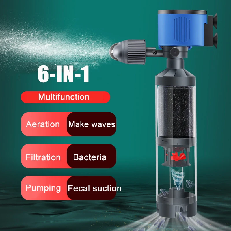 Quiet Fish Tank Builtin Water Filter Circulating Pump Fecal Separation