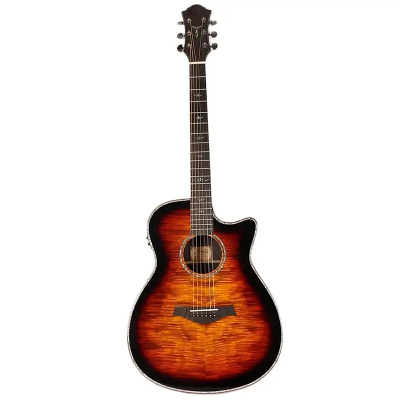 Flame Maple Top 40 Inch Acoustic Electric Guitar 6 String High Gloss Finish 6 Strings Folk Guitar Sunburst & Natural Color