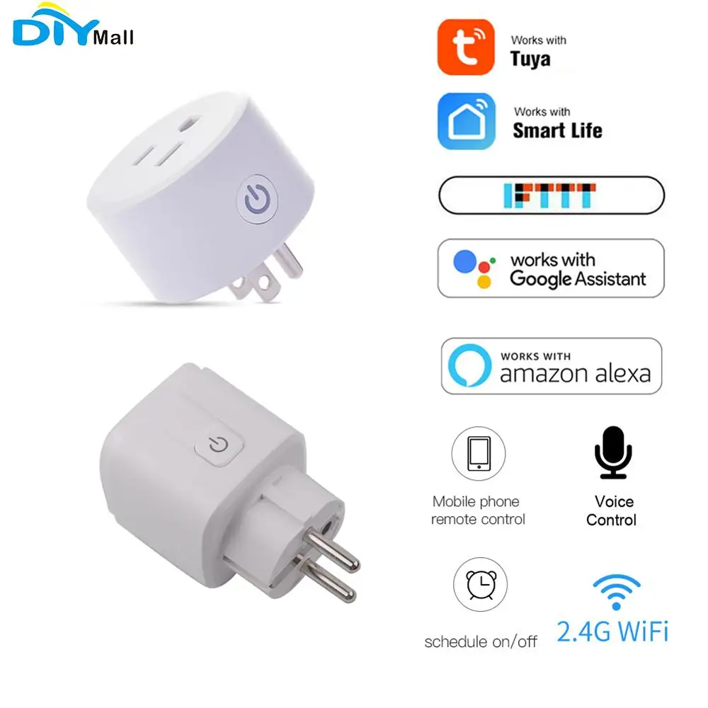 

For Tuya Smart Life APP WiFi Smart Plug Outlet Works with Alexa Google Assistant IFTTT Voice Control Timer No Hub Required