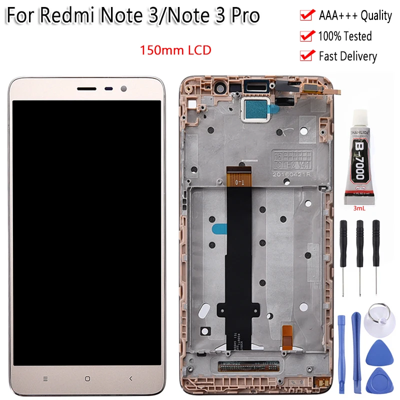 

5.5" Middle Frame For XIAOMI Redmi Note 3 LCD Display Touch Screen Digitizer Assembly Free Tools For Note 3 Pro Prime 150mm LCD