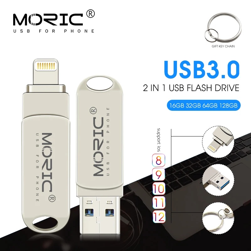 2 в 1 USB драйвер memoria cel usb флешка флеш накопитель 16 ГБ 32 64 128 256 3 0 OTG для iPhone|USB