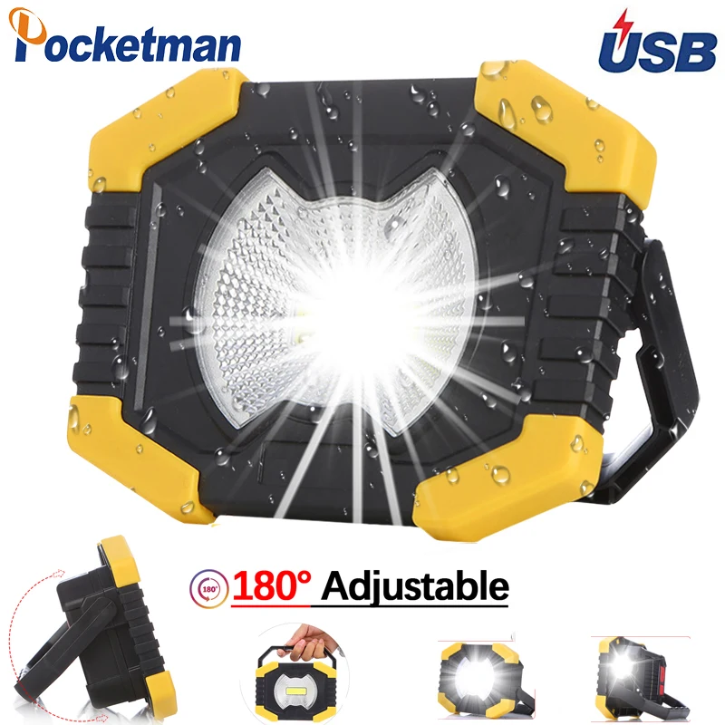 

100W protable Spotlight Work Light 180 Degrees Adjustable Lanterns With Built-in Battery Rechargeable for Outdoor Camping
