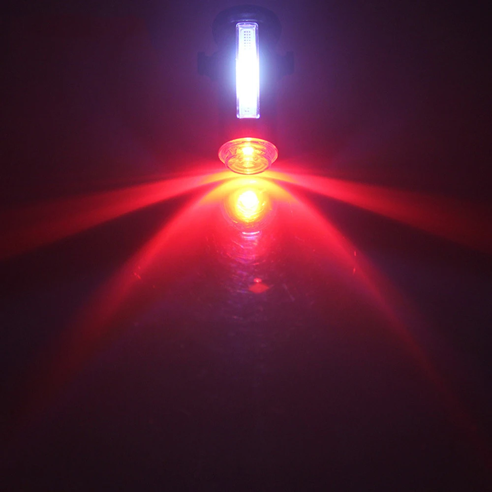 Clearance 3 Colors In 1 LED Bicycle Tail Light Lamp COB Visual Night Riding Warning Bike Rear Lantern 100LM 850aAH Rechargeable Taillight 10