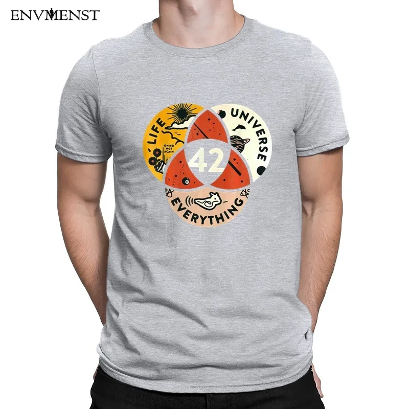 

Envmenst 100 Cotton T Shirt Men 42 The Answer To Life Universe Douglas Adams Black T-Shirt 2020 Men Clothing Short Sleeve XS-3Xl