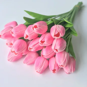 

1pc 10pcs Tulips Artificial Flowers Pink Gold White PU Real Touch for Home Garden Decoration Fake Latex Bouquet Wedding Party