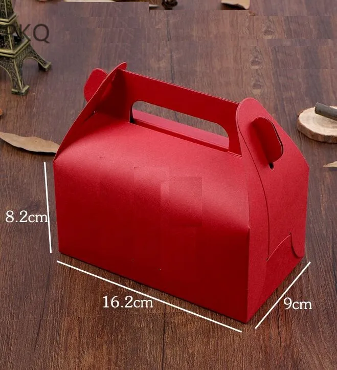 

20pcs Red Paper Cake Boxes with handle Cupcake/Dessert Packing Box Party Favor Gift Box Craft Kraft Box