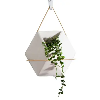 

Nordic Ceramic Flower Pot + Iron Plant Holder Set Indoor Hanging Planter Hexagon Vase Wall Decor Container Succulents Plant Pots