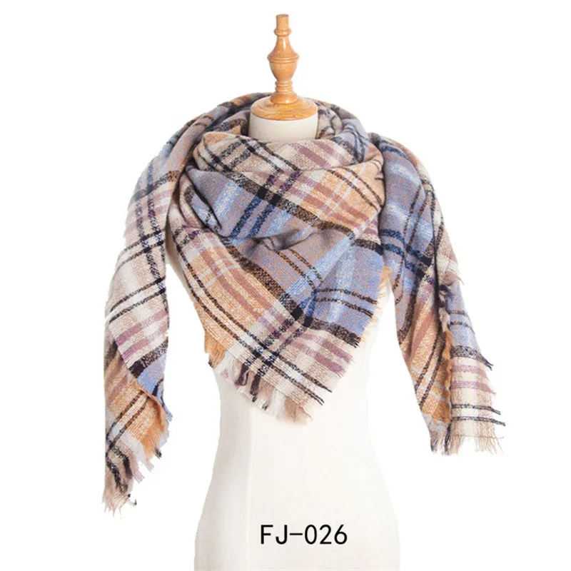 Роскошный брендовый зимний женский шарф, клетчатый кашемировый квадратный шарф, шали и палантины, женский шарф из пашмины, женский шарф-одеяло - Цвет: 26