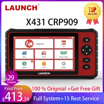 

LAUNCH X431 CRP909 OBD2 Scanner Professional OBD 2 Car Diagnostic Scanner Airbag SAS TPMS IMMO Reset OBD Auto Code Reader LAUNCH