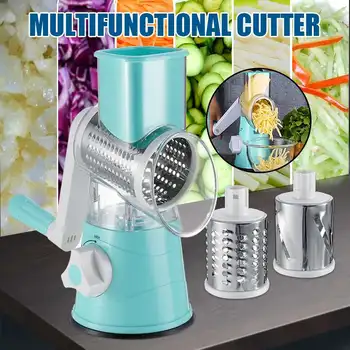 

Multifunctional Manual Vegetable Cutter Slicer Kitchen Accessories Round Mandoline Slicer Potato Cheese Kitchen Gadgets+3 blades