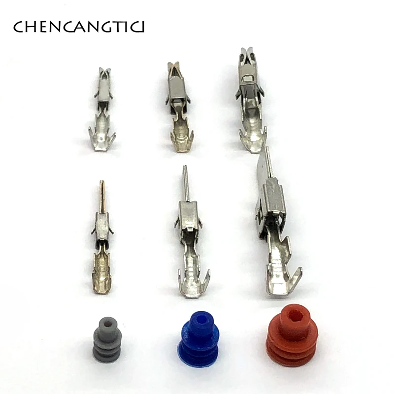 50 Pcs 1.5 3.5 6.3 MM Auto Male Or Female Crimp Wire Terminal Pins And Rubber Seals 964286-1 964274-2 964296-1 926965-1 For VW