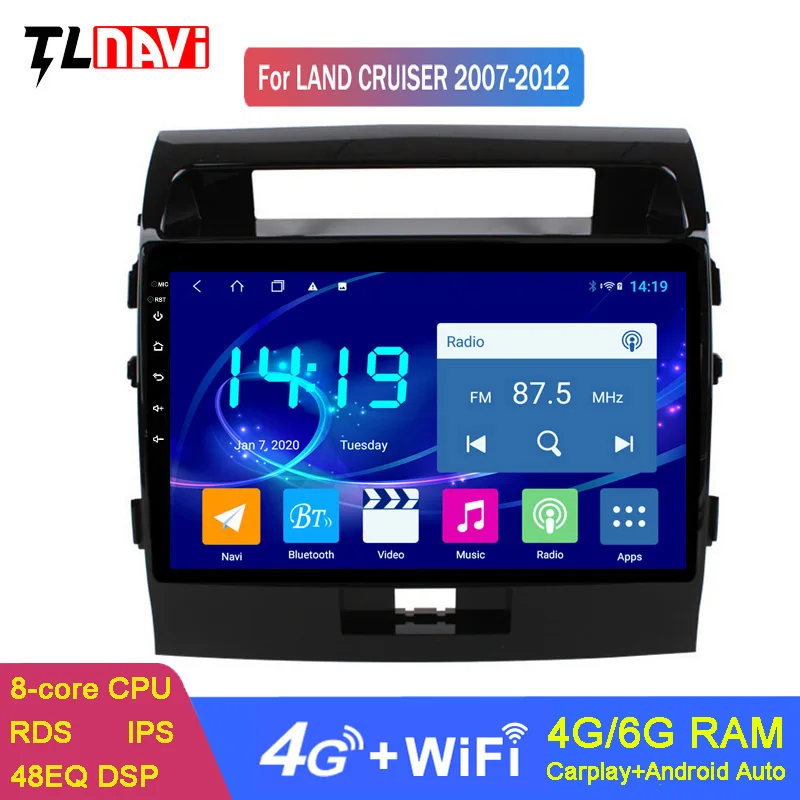 IPS 6G + 128G 9 дюймов Android 10 автомобильный DVD GPS для Toyota Land Cruiser 2007-2012 навигационная