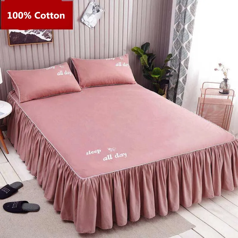 Details about   Bedroom Flower Floral Skirt Pillowcases Dust Ruffle Bedspread Bed Cover All Size 