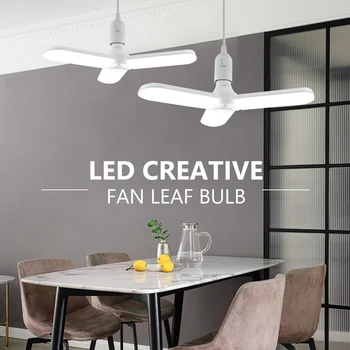 

Creative 30/45/60W Led Lamp E27 Led Bulb Ceiling Fan Lampada Led Light 220V Foldable Fan Blade Angle Adjustable Led Bulb E27