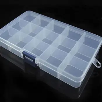 

New 15 Grid Storage Box Portable Adjustable Compartment Storage Box Pills Buttonand Bead Screw Earring Jewelry Organizer Box