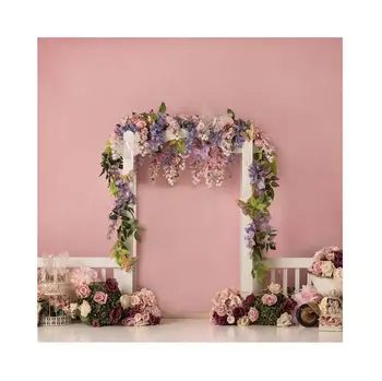 

Laeacco Flower Gate Blooming Flower Decoration Background Photo Vinyl Seamless Photography For Photo Studio Wedding Children