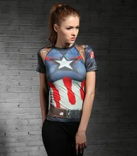2019 New Sport Shirt Captain America 3D Printed Fitness Running cycling short Sleeve Sport Top Elastic Sportswear Gym Training