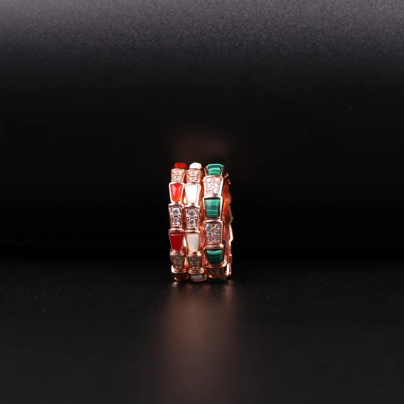 

Bulgarian Fashion Snake Ring Ring Original 1:1 Copy, Male Ring Female Ring Snake Scale Multicolor Ring Jewelry Gift With Logo.