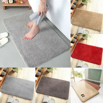

Soft Microfibre Shaggy Non Slip Absorbent Bath Mat Bathroom Shower Rugs Solid Color Non-slip Rug
